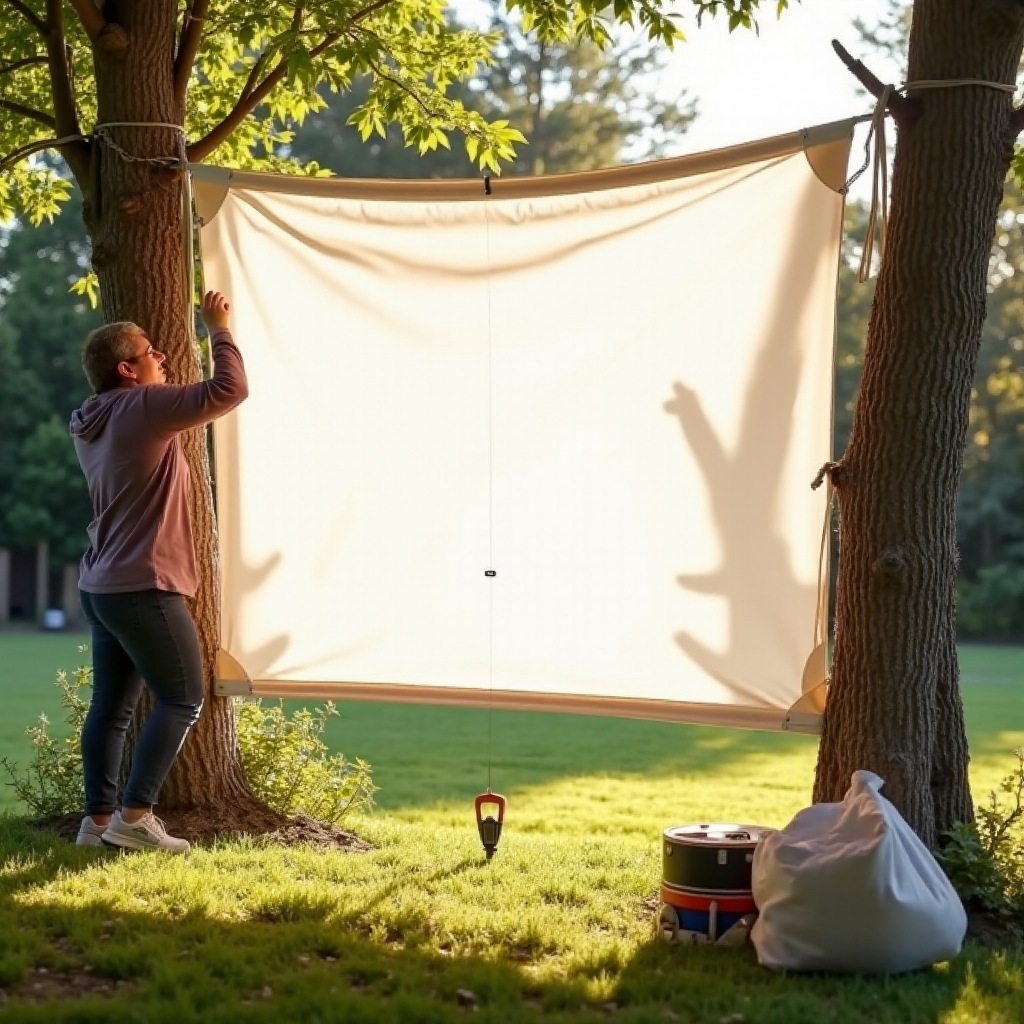 selbstgemachte Leinwand für Außenprojektor